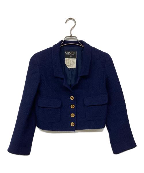 CHANEL（シャネル）CHANEL (シャネル) ココボタンツイードジャケット 93P ネイビー サイズ:34の古着・服飾アイテム