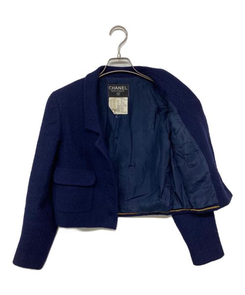CHANEL（シャネル）CHANEL (シャネル) ココボタンツイードジャケット 93P ネイビー サイズ:34の古着・服飾アイテム