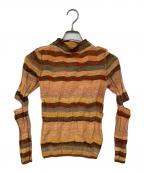 PERVERZEパーバーズ）の古着「Wave Border Loose Knit T-shirt / ニット」｜ブラウン