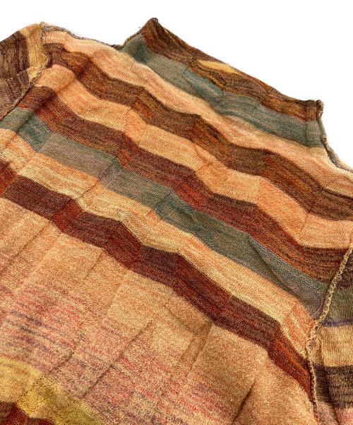 PERVERZE（パーバーズ）PERVERZE (パーバーズ) Wave Border Loose Knit T-shirt / ニット ブラウン サイズ:Fの古着・服飾アイテム