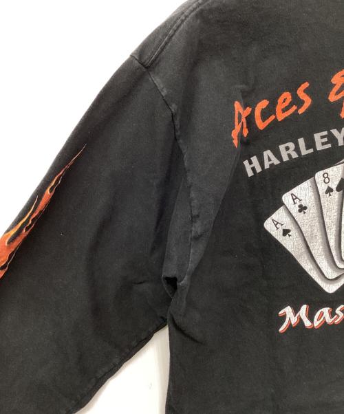 HARLEY-DAVIDSON（ハーレーダビッドソン）HARLEY-DAVIDSON (ハーレーダビッドソン) 00's ファイヤーパターンロングスリーブカットソー ブラック サイズ:記載なしの古着・服飾アイテム