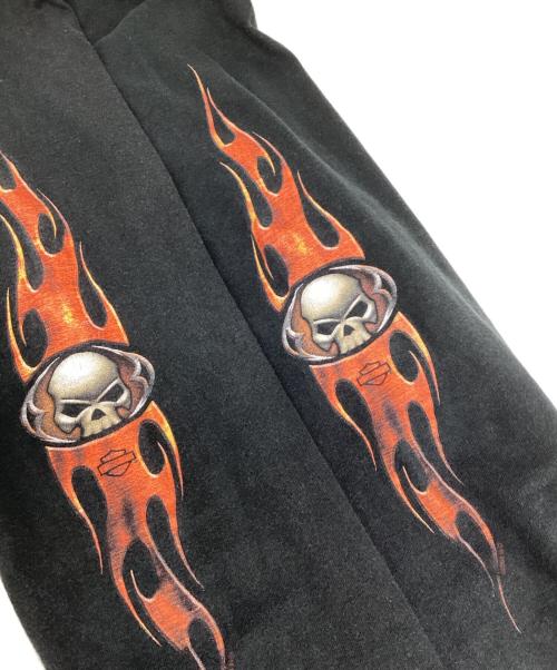 HARLEY-DAVIDSON（ハーレーダビッドソン）HARLEY-DAVIDSON (ハーレーダビッドソン) 00's ファイヤーパターンロングスリーブカットソー ブラック サイズ:記載なしの古着・服飾アイテム