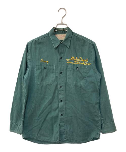 USED（ユーズド）USED (ユーズド) 50's~60's チェーンステッチワークシャツ グリーン サイズ:Mの古着・服飾アイテム