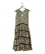 merletteマーレット）の古着「花柄ティアードノースリーブワンピース」｜イエロー