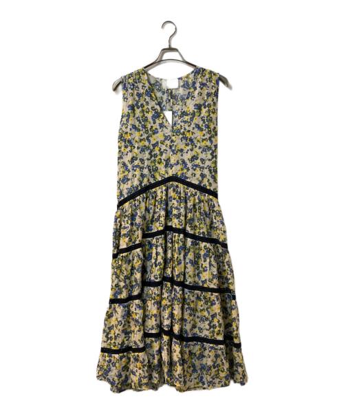 merlette（マーレット）merlette (マーレット) 花柄ティアードノースリーブワンピース イエロー サイズ:SMAの古着・服飾アイテム