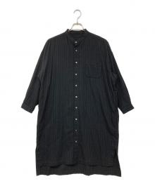 nest Robe（ネストローブ）の古着「コットンウール バンドカラーシャツワンピース」｜ブラック
