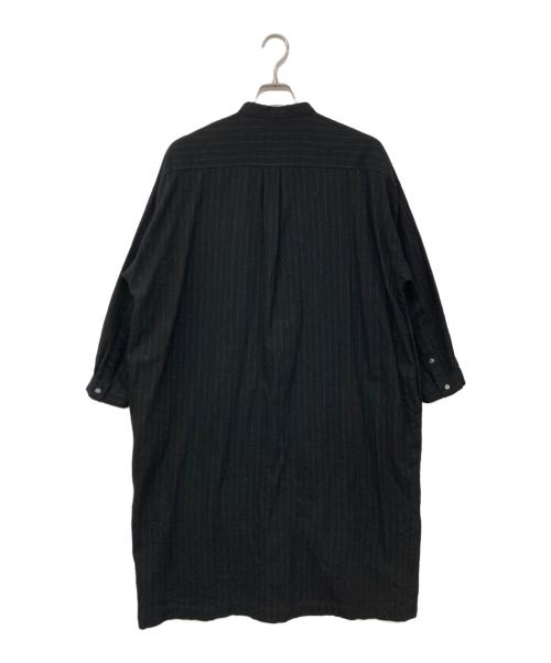 nest Robe（ネストローブ）nest Robe (ネストローブ) コットンウール バンドカラーシャツワンピース ブラック サイズ:Fの古着・服飾アイテム