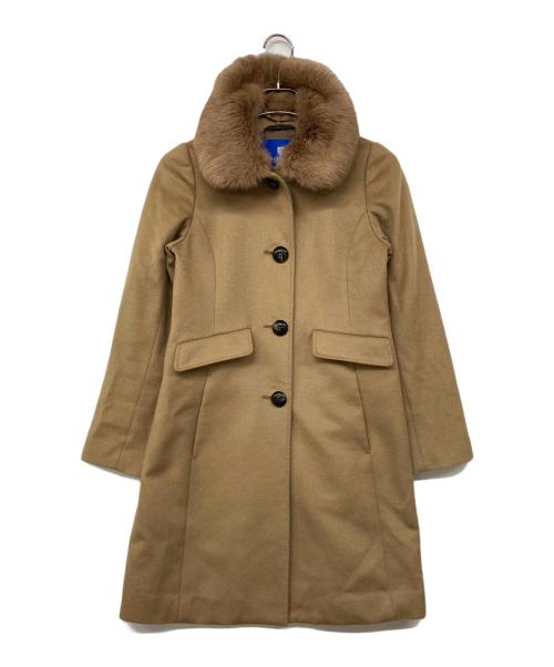 BLUE LABEL CRESTBRIDGE（ブルーレーベルクレストブリッジ）BLUE LABEL CRESTBRIDGE (ブルーレーベルクレストブリッジ) ファー付カシミヤコート ベージュ サイズ:38の古着・服飾アイテム