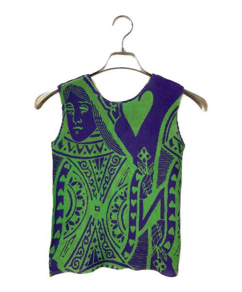me ISSEY MIYAKE（ミーイッセイ ミヤケ）me ISSEY MIYAKE (ミーイッセイ ミヤケ) ハートクイーンタンクトップ グリーン サイズ:記載なしの古着・服飾アイテム