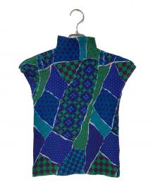 me ISSEY MIYAKE（ミーイッセイ ミヤケ）の古着「総柄ハイネックS/Sトップス」｜ブルー