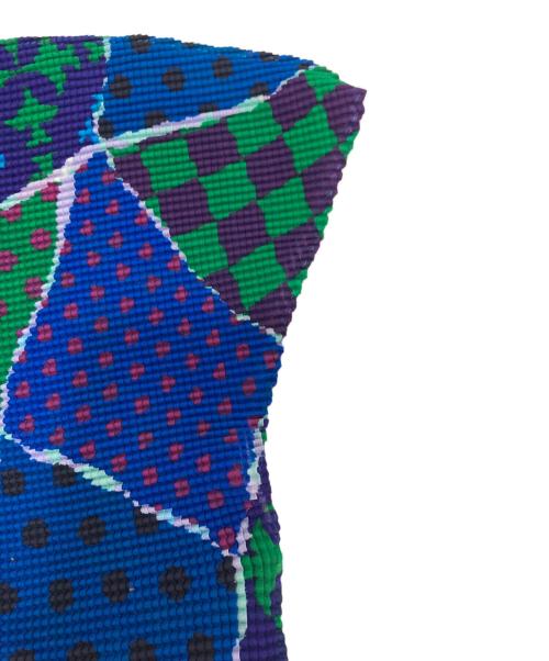 me ISSEY MIYAKE（ミーイッセイ ミヤケ）me ISSEY MIYAKE (ミーイッセイ ミヤケ) 総柄ハイネックS/Sトップス ブルー サイズ:記載なしの古着・服飾アイテム