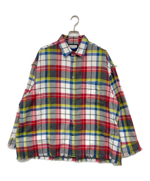 MAISON SPECIAL（メゾンスペシャル）MAISON SPECIAL (メゾンスペシャル) Prime-Over Cut Off Shirts レッド×イエロー サイズ:Mの古着・服飾アイテム