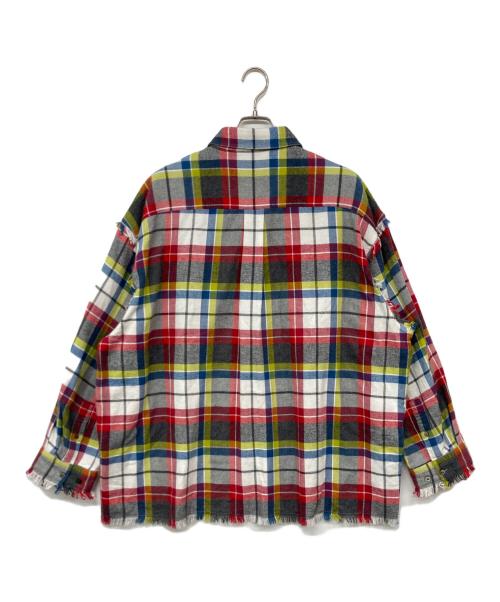 MAISON SPECIAL（メゾンスペシャル）MAISON SPECIAL (メゾンスペシャル) Prime-Over Cut Off Shirts レッド×イエロー サイズ:Mの古着・服飾アイテム