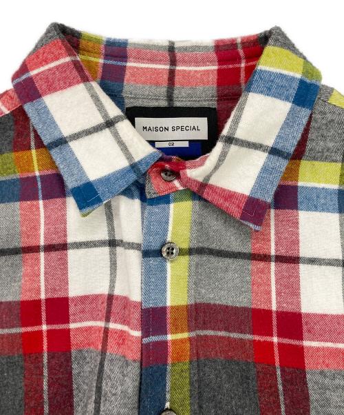 MAISON SPECIAL（メゾンスペシャル）MAISON SPECIAL (メゾンスペシャル) Prime-Over Cut Off Shirts レッド×イエロー サイズ:Mの古着・服飾アイテム