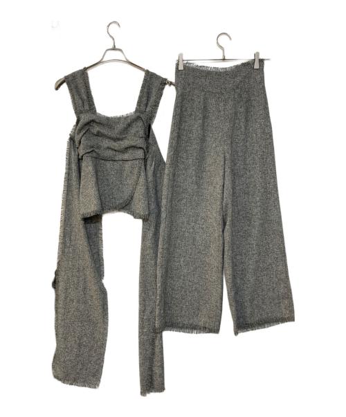 HER LIP TO（ハーリップトゥ）Her lip to (ハーリップトゥ) Tweed Fringed Summer Set  セットアップパンツ グレー サイズ:Ｍの古着・服飾アイテム