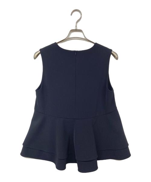 M-PREMIER（エムプルミエ）M-PREMIER (エムプルミエ) ダブルクロスvネックペプラムジレ ネイビー サイズ:34の古着・服飾アイテム