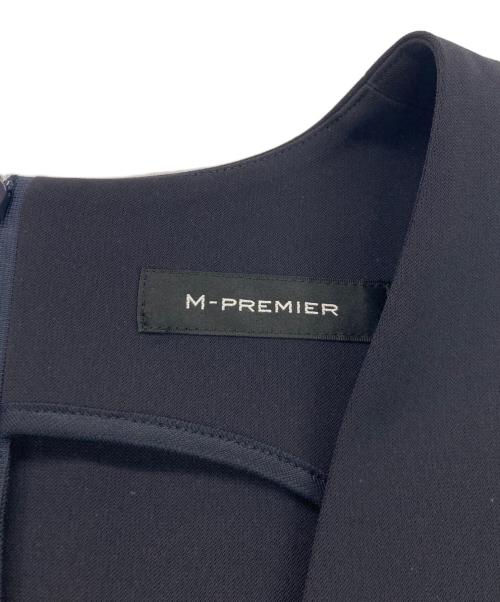 M-PREMIER（エムプルミエ）M-PREMIER (エムプルミエ) ダブルクロスvネックペプラムジレ ネイビー サイズ:34の古着・服飾アイテム