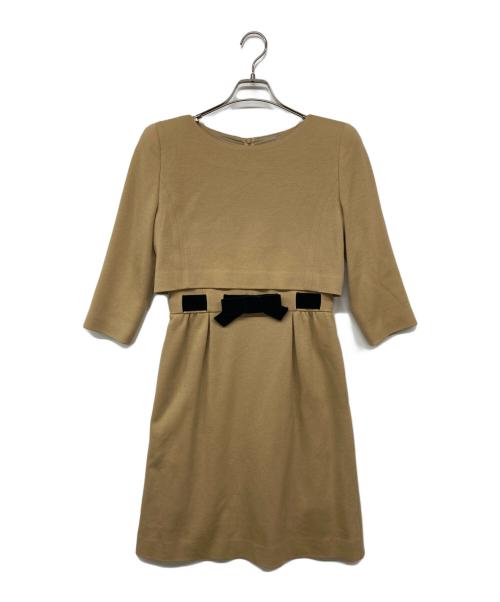 FOXEY（フォクシー）FOXEY (フォクシー) リボンウエストワンピース ブラウン サイズ:42の古着・服飾アイテム