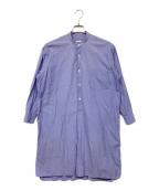 COMOLIコモリ）の古着「バンドカラーシャツワンピース」｜ブルー