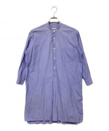 COMOLI（コモリ）の古着「バンドカラーシャツワンピース」｜ブルー