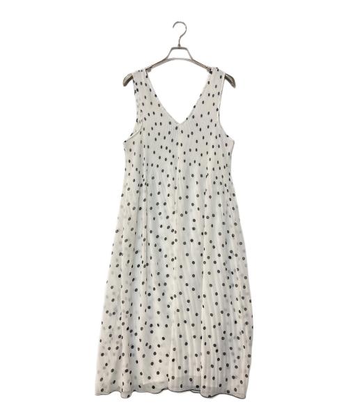 GANNI（ガニー）GANNI (ガニー) ノースリーブドットワンピース ホワイト サイズ:40の古着・服飾アイテム