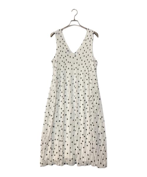 GANNI（ガニー）GANNI (ガニー) ノースリーブドットワンピース ホワイト サイズ:40の古着・服飾アイテム