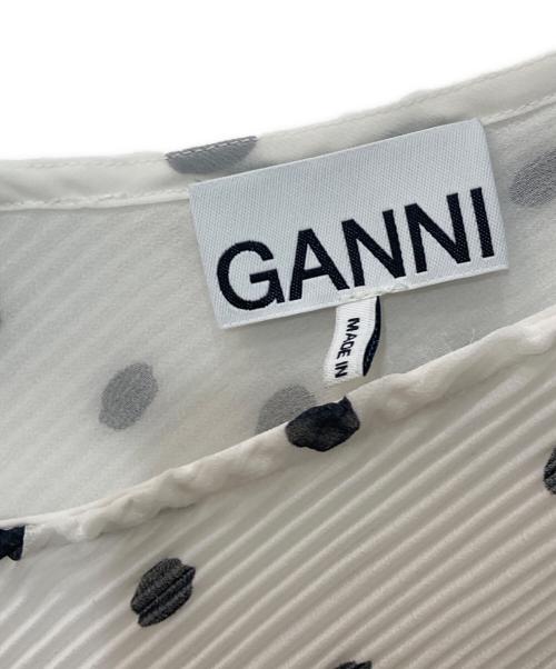 GANNI（ガニー）GANNI (ガニー) ノースリーブドットワンピース ホワイト サイズ:40の古着・服飾アイテム
