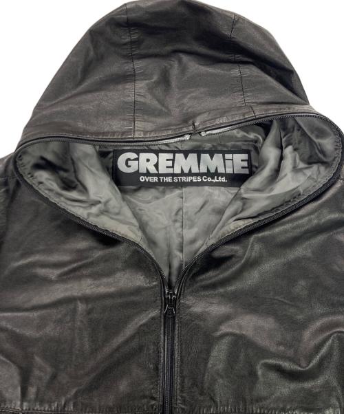 Over the Stripes GREMMIE（オーバーザストライプス）Over the Stripes GREMMIE (オーバーザストライプス) ダブルジップカウレザーフーディ ブラック サイズ:Mの古着・服飾アイテム