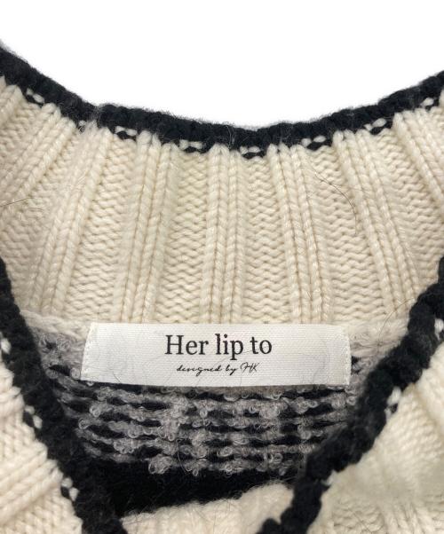 HER LIP TO（ハーリップトゥ）Her lip to (ハーリップトゥ) Heart Fair Isle Knit Mini Dress / ワンピース ホワイト サイズ:Mの古着・服飾アイテム