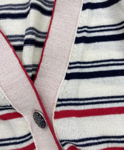 CHANEL（シャネル）CHANEL (シャネル) ココマークボタンロングボーダーカーディガン ホワイト サイズ:38の古着・服飾アイテム