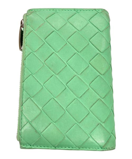 BOTTEGA VENETA（ボッテガベネタ）BOTTEGA VENETA (ボッテガベネタ) イントレチャート 2つ折りファスナーウォレット 財布 グリーンの古着・服飾アイテム