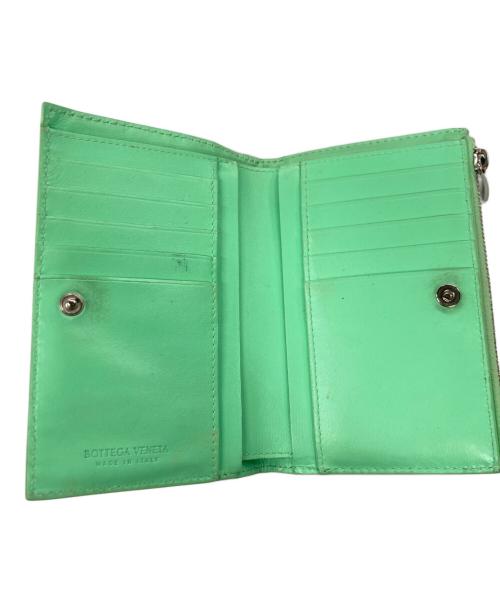BOTTEGA VENETA（ボッテガベネタ）BOTTEGA VENETA (ボッテガベネタ) イントレチャート 2つ折りファスナーウォレット 財布 グリーンの古着・服飾アイテム
