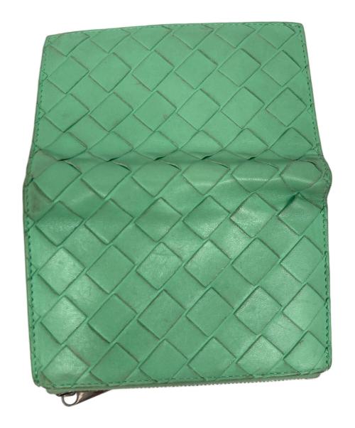 BOTTEGA VENETA（ボッテガベネタ）BOTTEGA VENETA (ボッテガベネタ) イントレチャート 2つ折りファスナーウォレット 財布 グリーンの古着・服飾アイテム