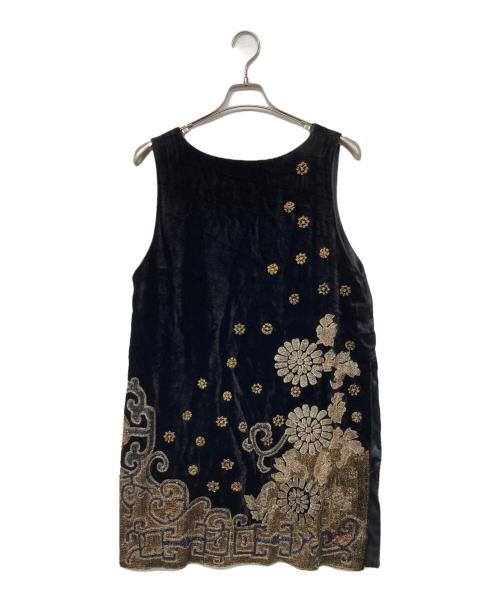 ETRO（エトロ）ETRO (エトロ) ベロアエンブロイダリーN/Sワンピース  ブラック サイズ:46の古着・服飾アイテム