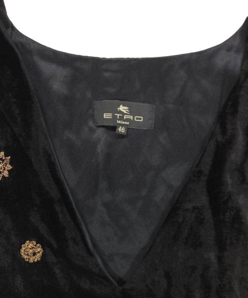 ETRO（エトロ）ETRO (エトロ) ベロアエンブロイダリーN/Sワンピース  ブラック サイズ:46の古着・服飾アイテム