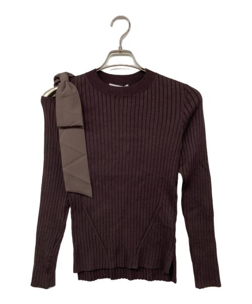 Mystrada（マイストラーダ）Mystrada (マイストラーダ) オープンショルダーリボンニット ブラウン サイズ:38 未使用品の古着・服飾アイテム