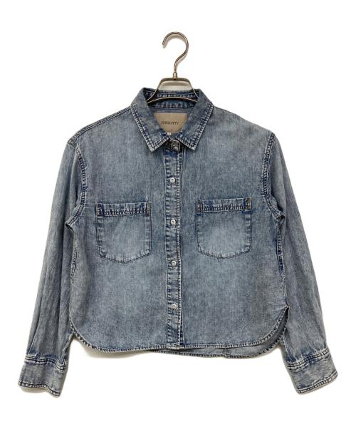 JUSGLITTY（ジャスグリッティー）JUSGLITTY (ジャスグリッティー) クロップドデニムシャツ インディゴ サイズ:1の古着・服飾アイテム
