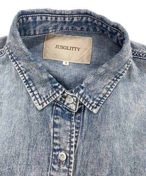 JUSGLITTY（ジャスグリッティー）JUSGLITTY (ジャスグリッティー) クロップドデニムシャツ インディゴ サイズ:1の古着・服飾アイテム