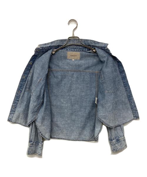 JUSGLITTY（ジャスグリッティー）JUSGLITTY (ジャスグリッティー) クロップドデニムシャツ インディゴ サイズ:1の古着・服飾アイテム