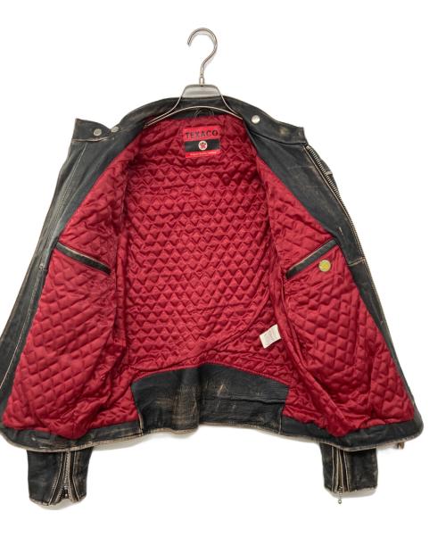 TEXACO（テキサコ）TEXACO (テキサコ) ワッペンシングルレザーライダース ブラック サイズ:記載なしの古着・服飾アイテム