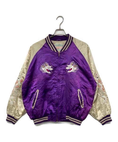 BOURBON HOUSE（バーボンハウス）BOURBON HOUSE (バーボンハウス) スカジャン ホワイト×パープル サイズ:不明の古着・服飾アイテム