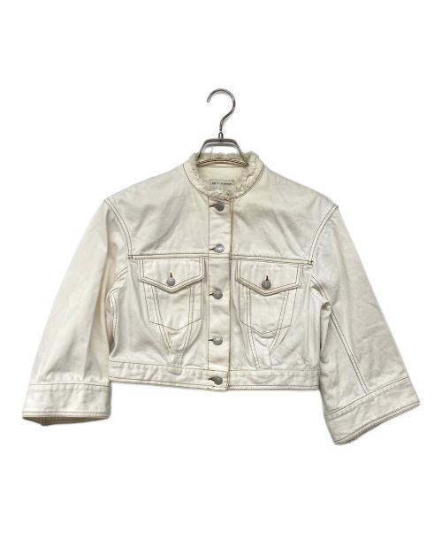 DRIES VAN NOTEN（ドリスヴァンノッテン）DRIES VAN NOTEN (ドリスヴァンノッテン) ノーカラーデニムジャケット アイボリー サイズ:36の古着・服飾アイテム