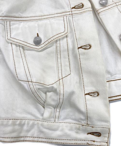 DRIES VAN NOTEN（ドリスヴァンノッテン）DRIES VAN NOTEN (ドリスヴァンノッテン) ノーカラーデニムジャケット アイボリー サイズ:36の古着・服飾アイテム