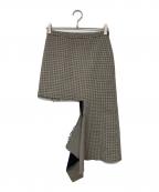 BALENCIAGAバレンシアガ）の古着「カットデザインチェックスカート」｜ブラウン
