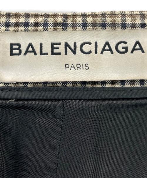 BALENCIAGA（バレンシアガ）BALENCIAGA (バレンシアガ) カットデザインチェックスカート ブラウン サイズ:34の古着・服飾アイテム
