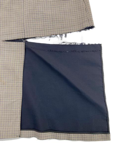 BALENCIAGA（バレンシアガ）BALENCIAGA (バレンシアガ) カットデザインチェックスカート ブラウン サイズ:34の古着・服飾アイテム