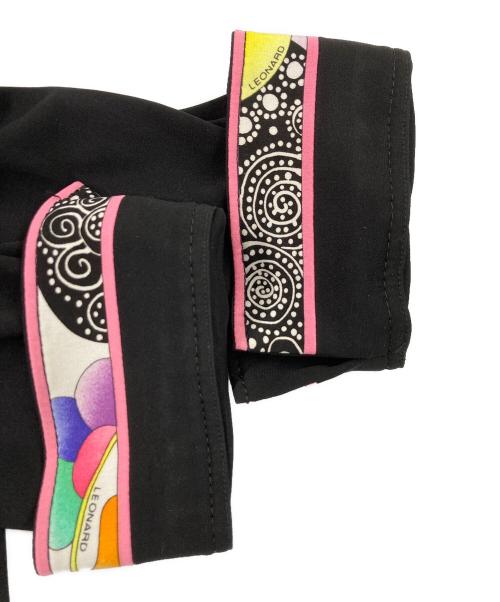 LEONARD（レオナール）LEONARD (レオナール) 幾何学ベルテッドカンカンワンピース ブラック サイズ:Mの古着・服飾アイテム