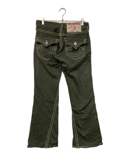 TRUE RELIGION（トゥルー レリジョン）TRUE RELIGION (トゥルー レリジョン) ステッチスウェットフレアパンツ グリーン サイズ:W29の古着・服飾アイテム