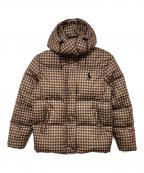 POLO RALPH LAURENポロ・ラルフローレン）の古着「ウォーターリペラント ハウンドトゥース 千鳥柄 ダウンジャケット」｜ブラウン