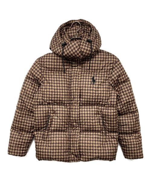 POLO RALPH LAUREN（ポロ・ラルフローレン）POLO RALPH LAUREN (ポロ・ラルフローレン) ウォーターリペラント ハウンドトゥース 千鳥柄 ダウンジャケット ブラウン サイズ:XXSの古着・服飾アイテム